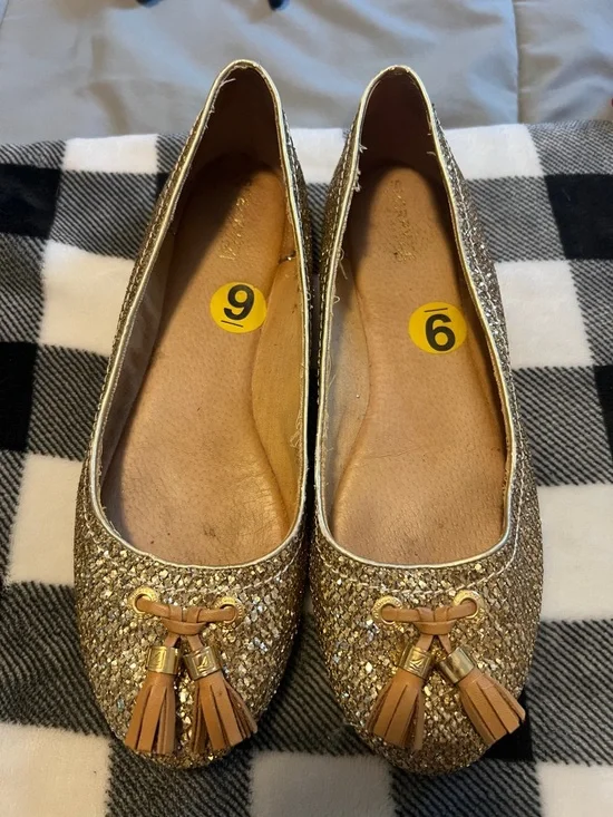 Sperry Gold Glitter Tassel Ballet Flats - Picture 1 of 4